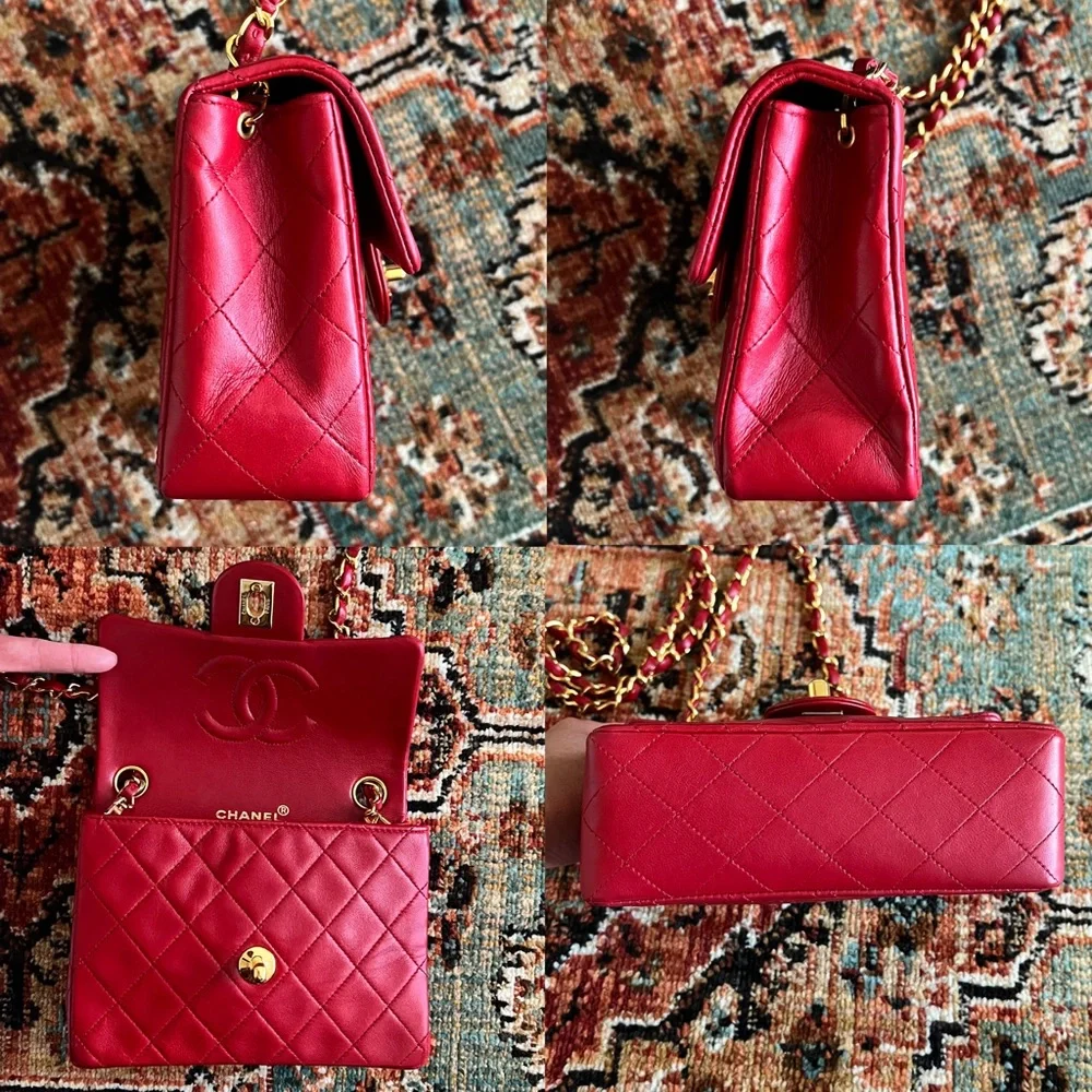 Chanel Classic Vintage Mini Red Square Flap Bag - Picture 6 of 11